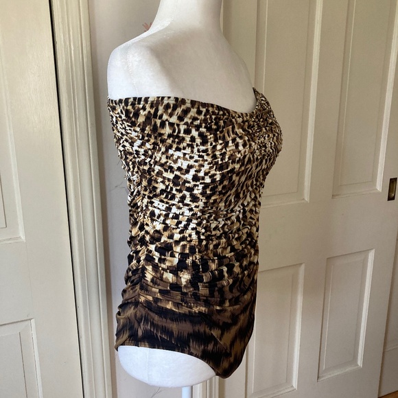 Carmen Marc Valvo Strapless Leopard Bathing Suit - Picture 3 of 10